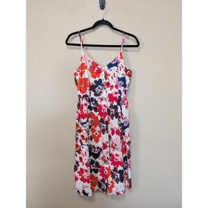 One Clothing Watercolor Floral Button Up Boho Dress White Pink Purple Sz M